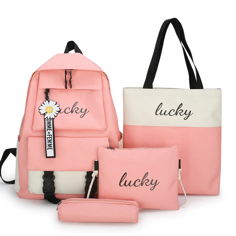 2022 Fashion New design fashion 4 pcs per set girls bags school backpack bag sets for teens