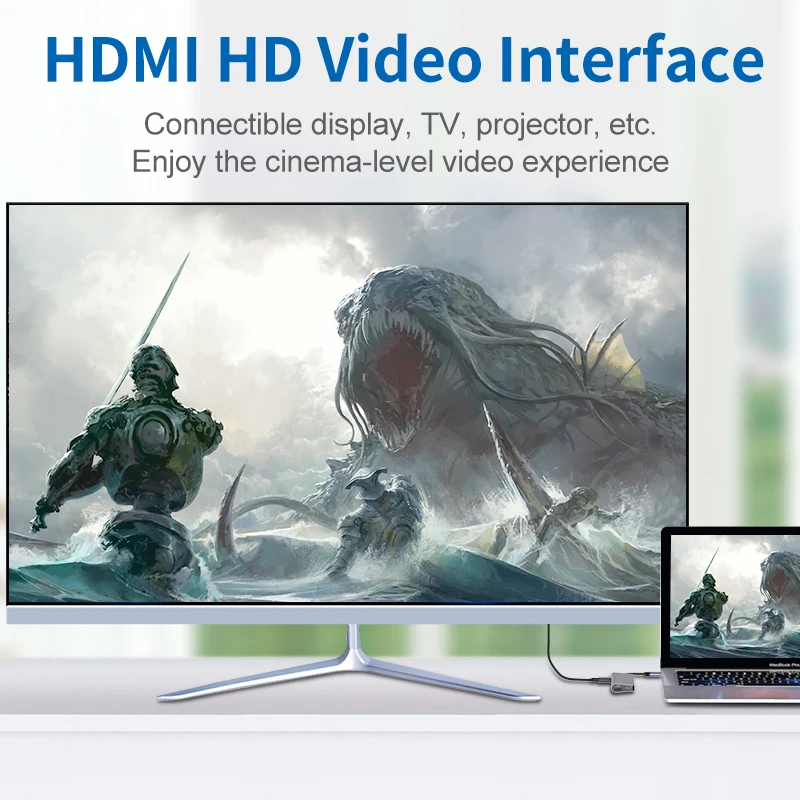 USB C концентратор 7 в 1 с 2 * 3 0 HDMI 4K Gigabit RJ45 PD зарядка SD/TF кард-ридер