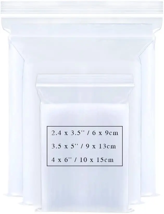 Jewelry Bags Clear Plastic 3 Sizes 300 Pack Clear Resealable Poly Bags Small Zipper Bags 2 Mil for Beads Games Board