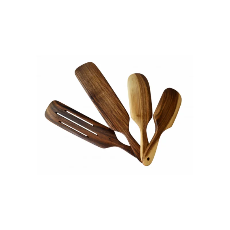 Kitchen Non-stick Utensil Teak Wood Spatula 5 Piece with holder Cooking Salad Stirring Tools spatula Cookware Set