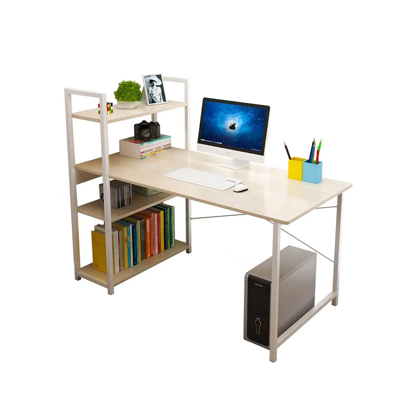 
 Оптовая продажа, простой дизайн, современный металлический деревянный стол для письменного стола с книжной полкой  