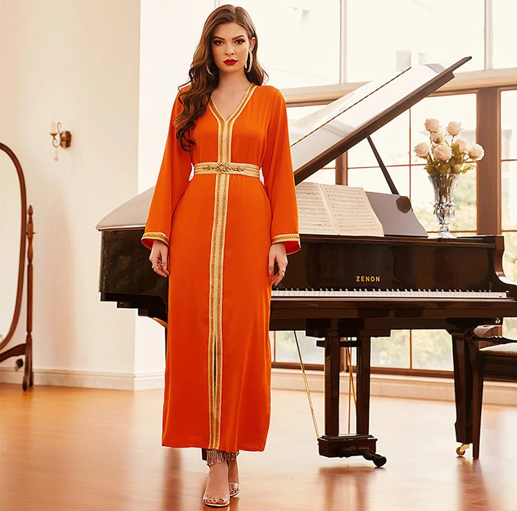 2023 Eid Muslim Modest Kimono Fashion Plus Size Dubai Dress Islamic Dress Turkish Nailed Beaded Evening Dress