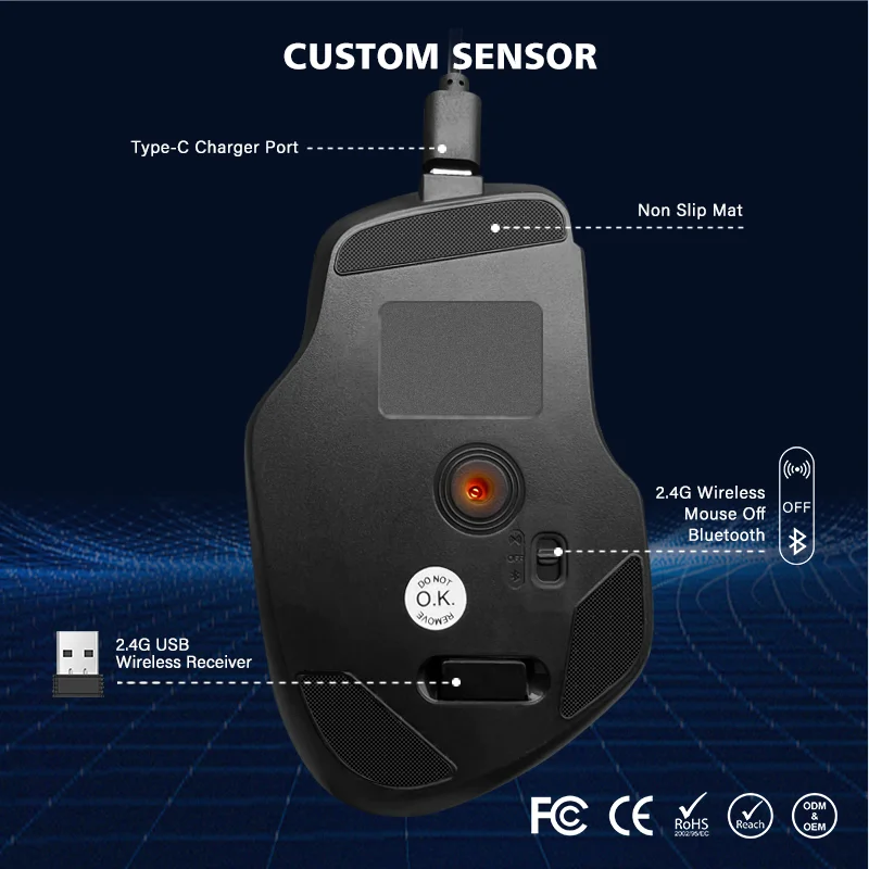 7D Cheap custom oem slient USB Wireless Gaming Mouse with battery high DPI Programmable Buttons Optical Mouse