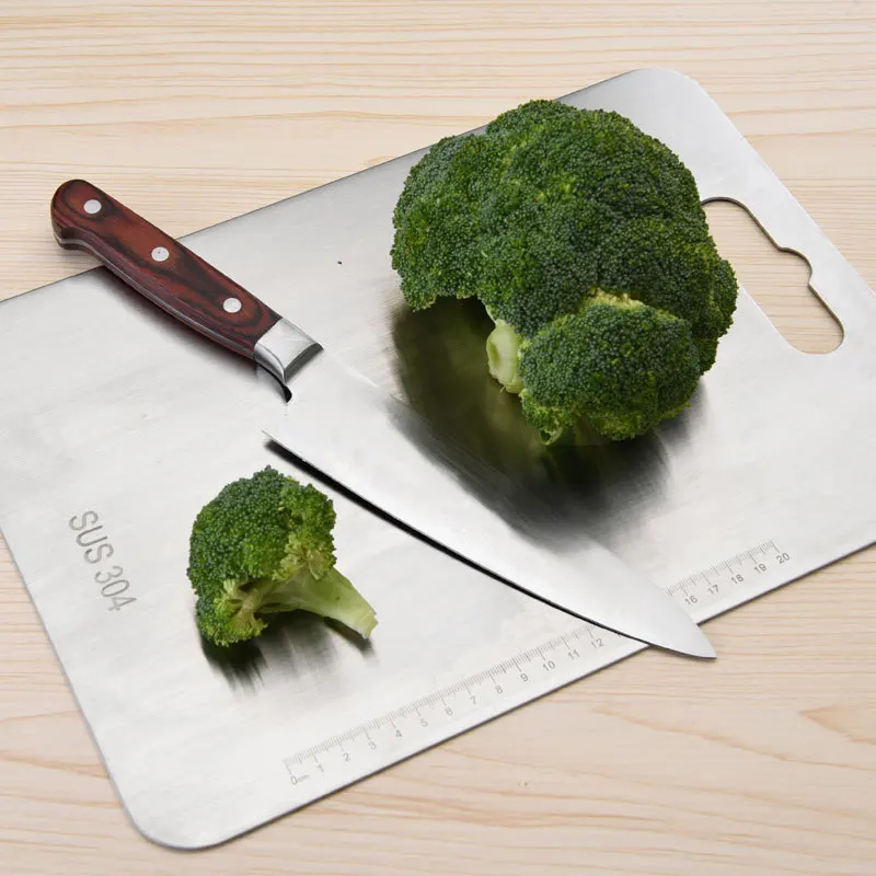 Hot Sale Wholesale 304 Stainless Steel Cutting Chopping Board Vegetable Fruits Home Baking Double-sided Chopping Board