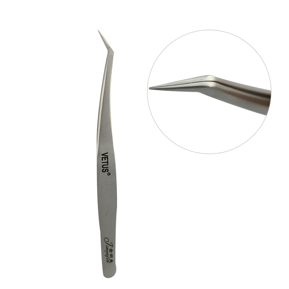 Professional Silver Stainless Steel Eyelash Applicator Eyelash Tweezers Extension Russian Volume Lash Tweezers