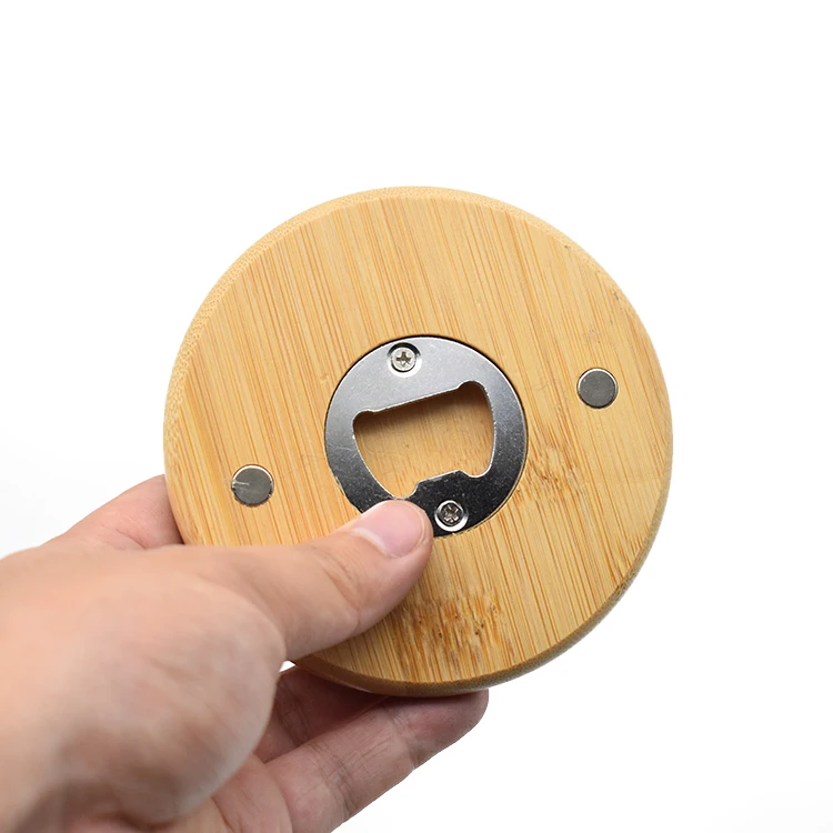 Laser engraving LOGO round beer bottle opener coasters for wedding gift