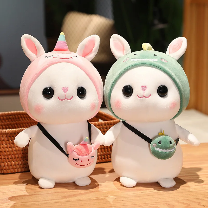 Colorful Animal Fruit Flower Rabbit Cute Big Eyes Small White Rabbit Orange Carrot Green Avocado Animal Plush Toy
