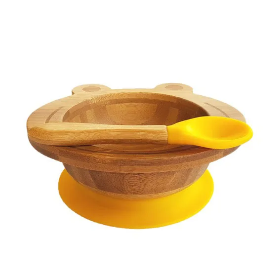 
Baby silica gel suction cup | 100% bamboo crab plate without BPA | bamboo baby frog plate 
