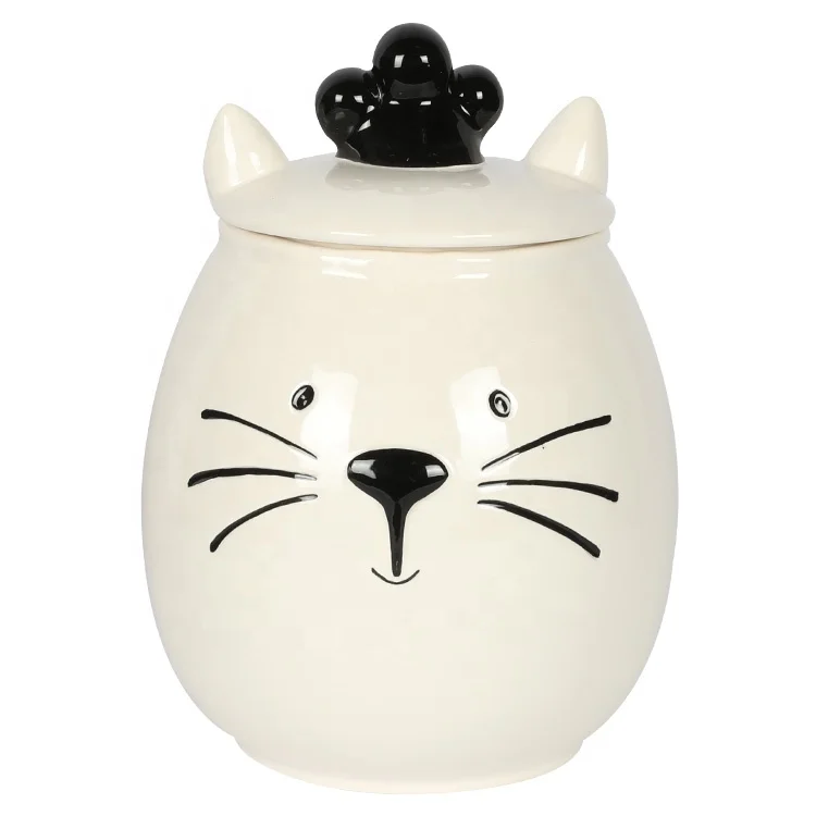 
Pet Supplier Custom Logo Dog Ceramic Pet Snack Treats Jar Food Biscuit Storage Jars 