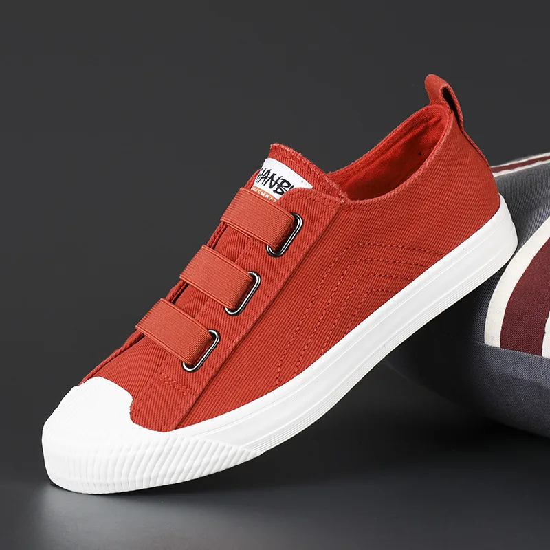 Summer breathable flat trendy canvas skateboarding shoes leisure round toe men canvas sneakers