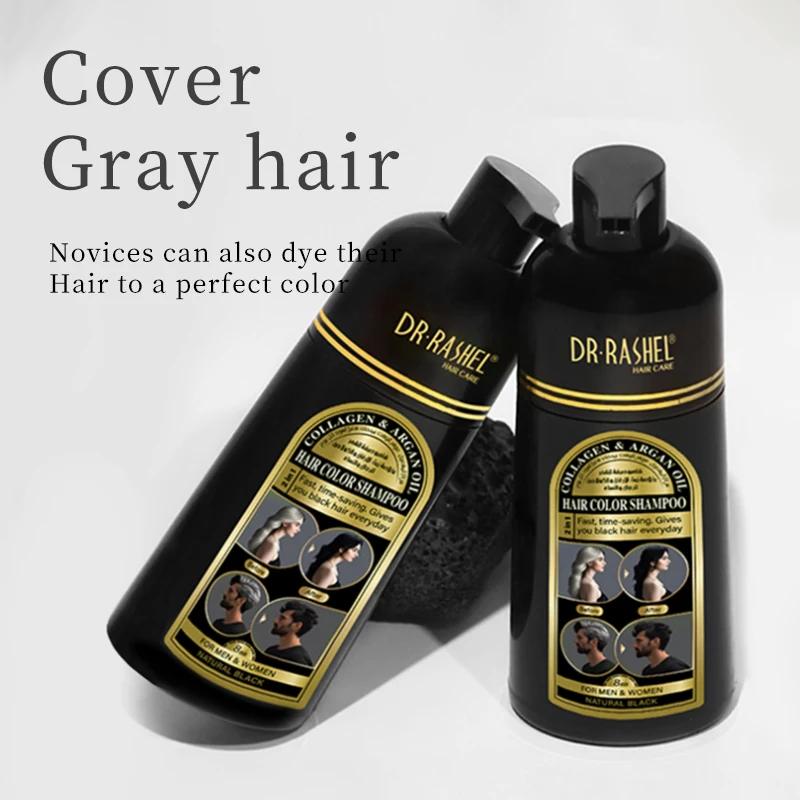 DR RASHEL Collagen & argan oil hair color shampoo    Natural black