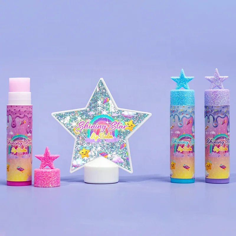 Wholesale Private Label Fruit Lip Balm set shining star lip balm set for kids