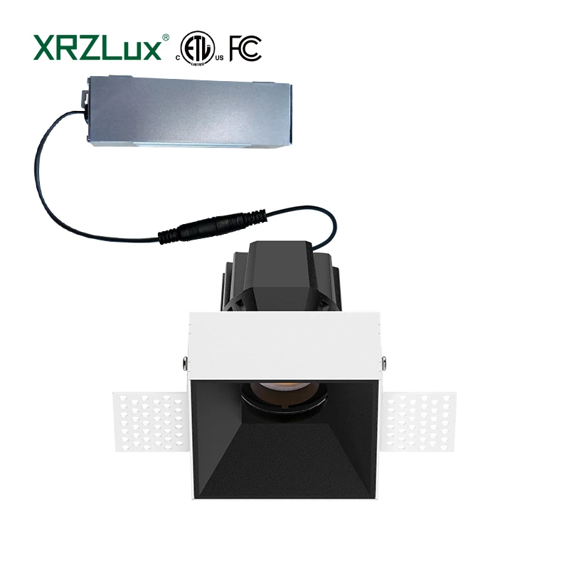 XRZLux 10W Trimless Recessed LED Downlight ETL cETLus Down Light LED Aluminum Anti-glare Square Indoor Ceiling Spotlight