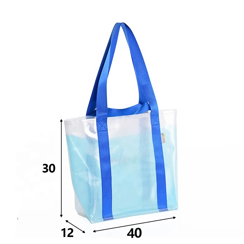 High capacity travel Beach bag clear tote transparent pvc divider Dry and wet separation waterproof transparent tote bag