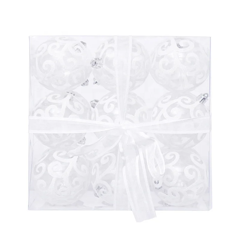 Factory Wholesale 7cm Transparent Eco-Friendly Christmas Ball Ornaments Home Party Hanging Clear Plastic Ball Pendant