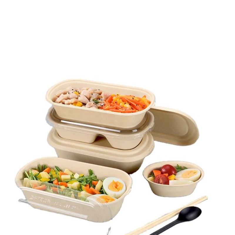 Biodegradable container food takeaway packaging compartment paper lunch box