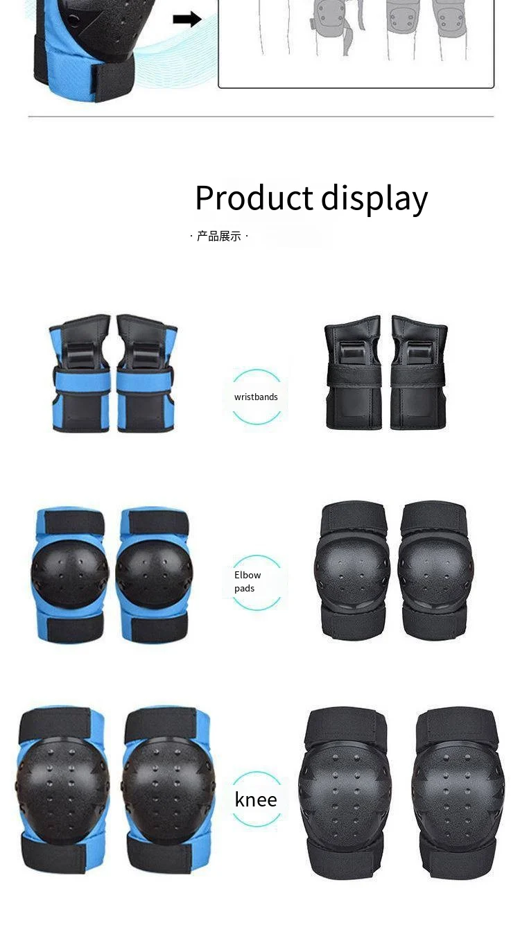 New roller skating 6-piece set, suitable for children and adults sports skateboard knee, wrist and elbow protection