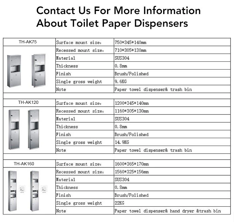 Commercial  stainless steel  wall mount combination waste bin and toilet hand paper towel dispenser with trash bin