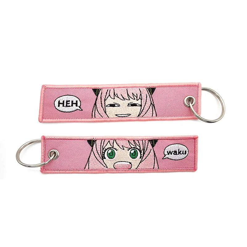 YYX Stock Jet Tags Wholesale Anime Embroidery Flight Tag Customisable Fabric Keychains for Car Keys Bag Pendant