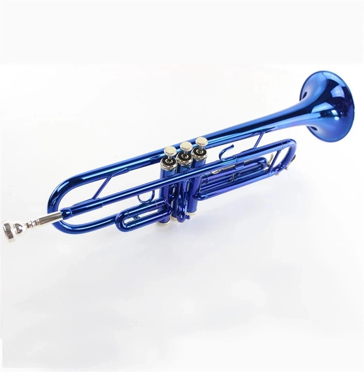 
good quality Blue Red Color Wind Instrument Trumpet Bb tone Beginner 