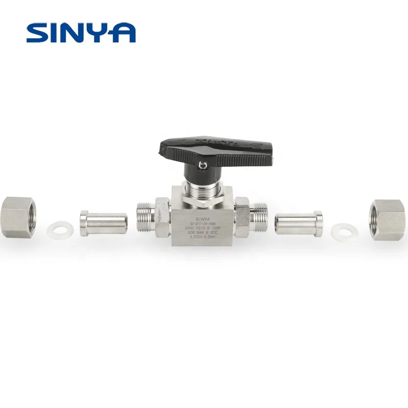 Stainless Steel High Pressure 316L Twin Ferrule 2 Way  3/8 in. Tube Instrumentation Butt Weld Connection Both End Ball Valves