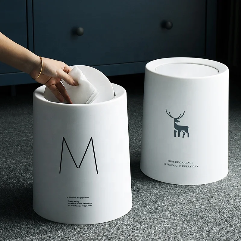 12L Durable Round Food plastic Waste Bin Garbage And Trash Recycle Plastic Office trash can with lid Waste Bin For daily use