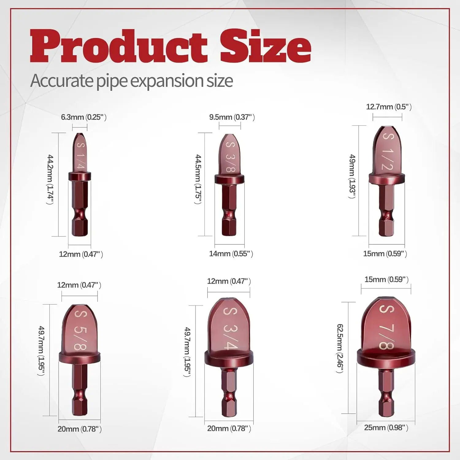 Copper pipe expander 6pcs electric hexagonal handle air conditioning copper pipe expander