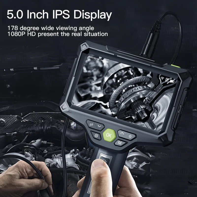 Professional Automotive Inspection Camera 5 Inch IPS Screen Video Borescope Camera Industrial Endoscope