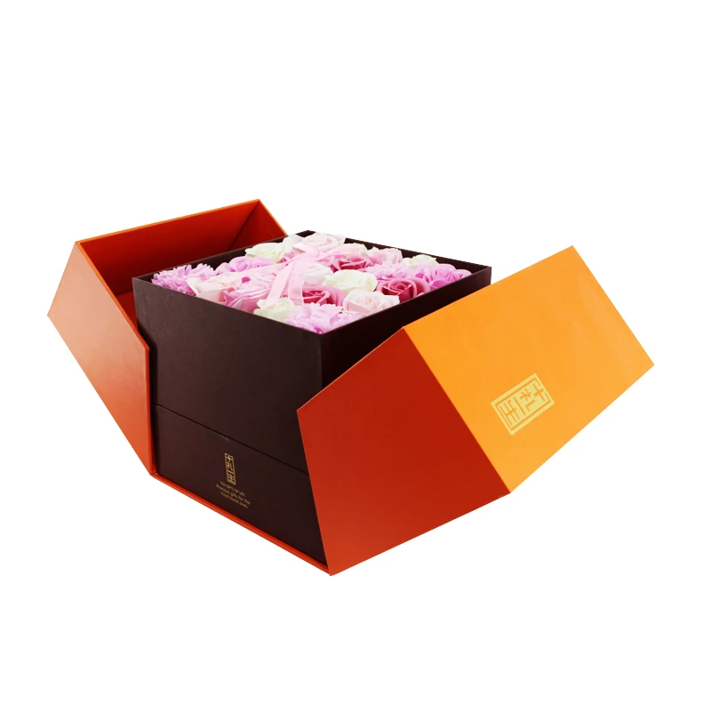 Logo design creative both sides opening packing cardboard boxes for flower