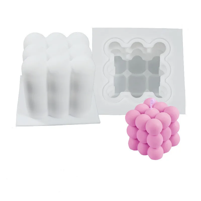 
AO1005 Popular Round Magic Ball Cube Mould Soy Wax Essential Oil Aromatherapy Material Wax DIY Mini Bubble Candle Mold 