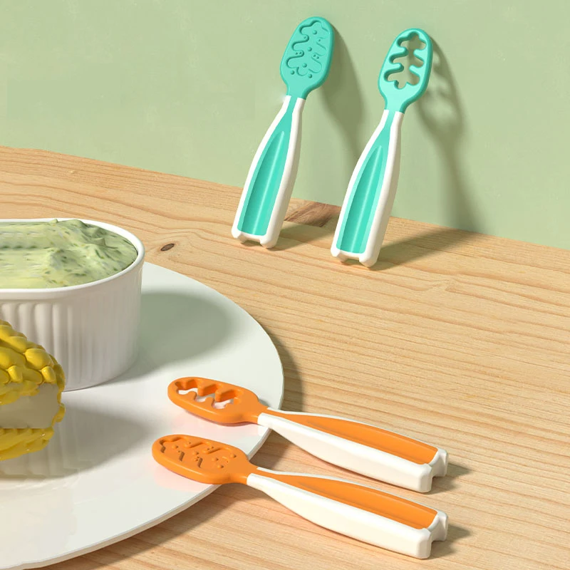 2022 new design baby spoon set foodgrade feeding spoon with soft head toddler spoon feeder