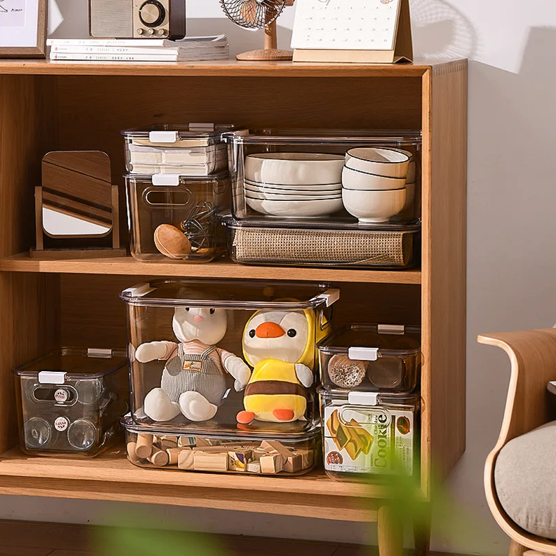 Eco-friendly stackable modern  plastic transparent storage box with lid for toy clothes storage