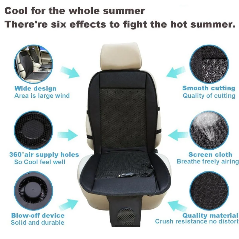 12V Automotive Adjustable Cooling Car Seat Cushion Comfortable Cooling Car Seat Cushion Air Fan Massage Auto Seat