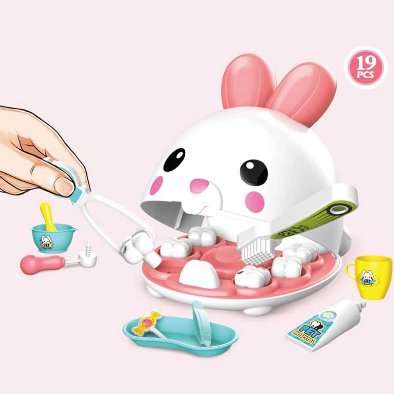Интерактивный зонд для зубов Кролика, игра, доктор, стоматолог, игрушки для детей