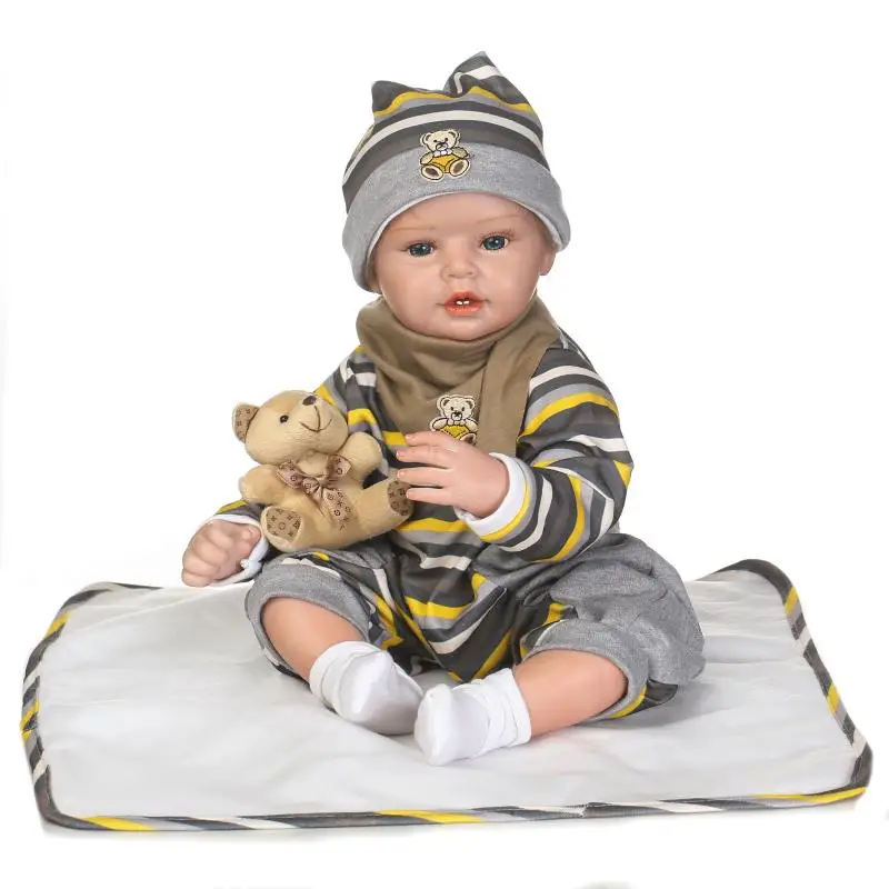 Lovely toy realistic 22 inch full body silicone reborn baby doll 55cm lifelike newborn babies