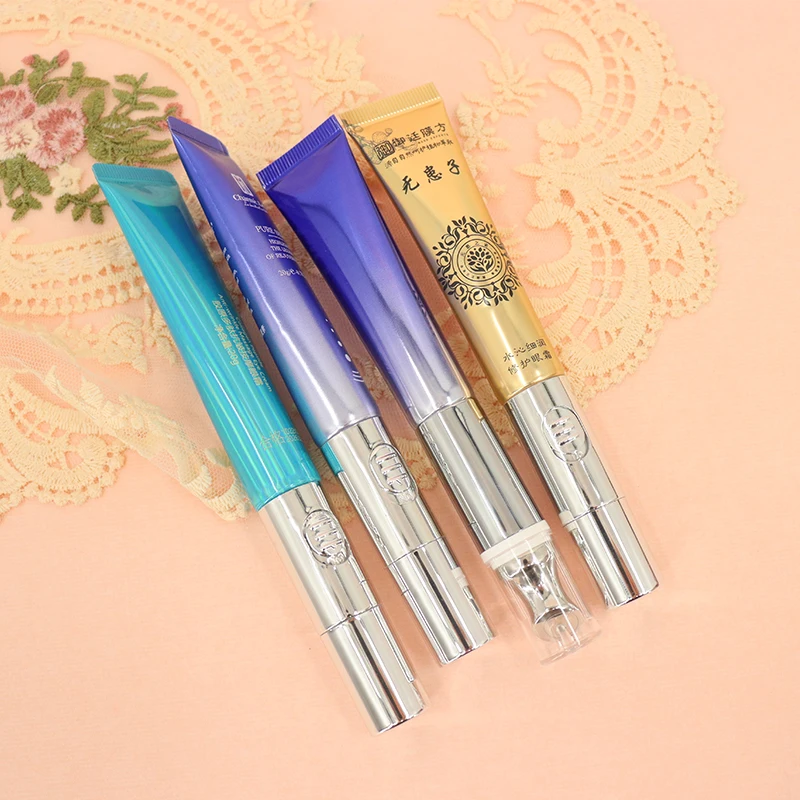 Custom Cosmetic Luxury Empty Soft Tube Packaging Vibrating Eye Cream Massage Plastic Tube With Electric Metal Ceramic Applicator