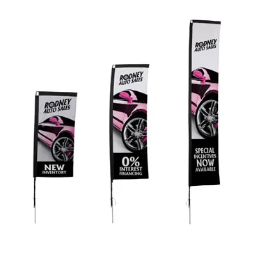 Custom Indoor and Outdoor Rectangle Flags advertising flags with ground spike or cross base and water bag