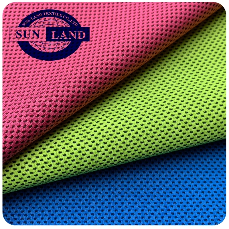 eco friendly product clothing 45% repreve recycled polyester 55% cation polyester two-color knitted honeycomb sports mesh fabric