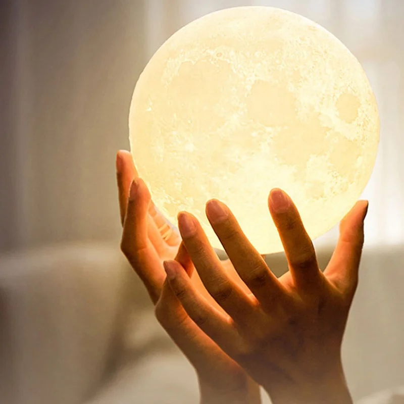  Лампа HITECDAD 3D Moon Беспроводная с сенсорным управлением Домашний Беспроводной ночник настольная