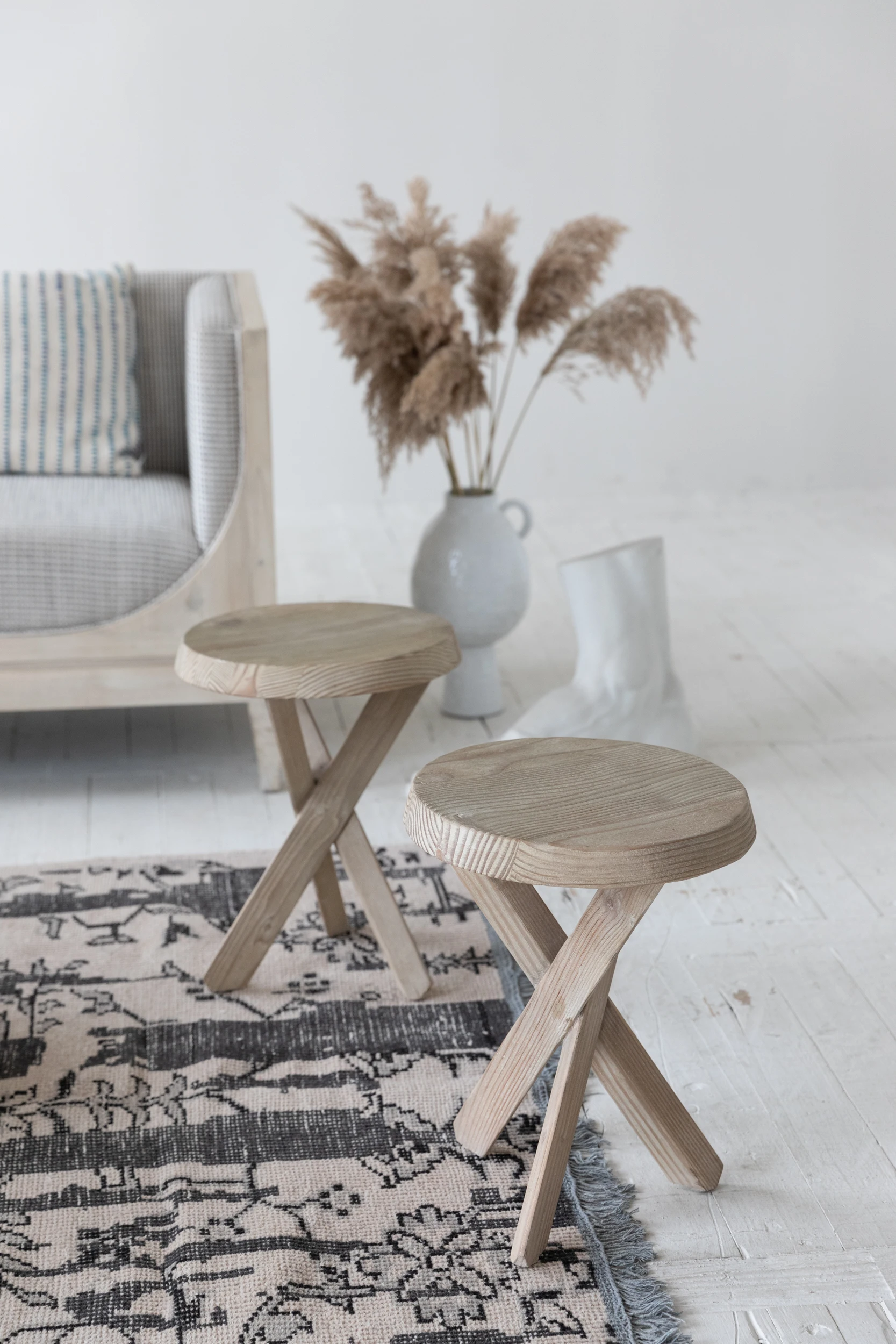 Mid century Vintage Style Multifunctional Reclaimed Wooden Side Table Wood Decoration End