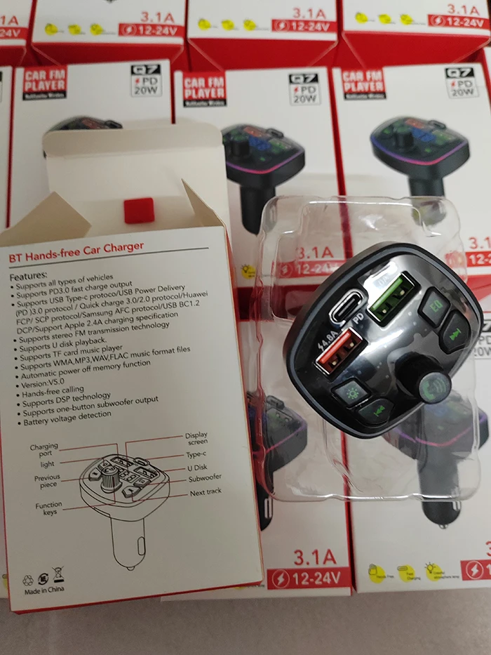 EQ Type C PD 18W 3.1A USB Quick Car Charger TF Play Mp3 Player audio FM Transmitter Wireless FM Transmitter car MP3 player