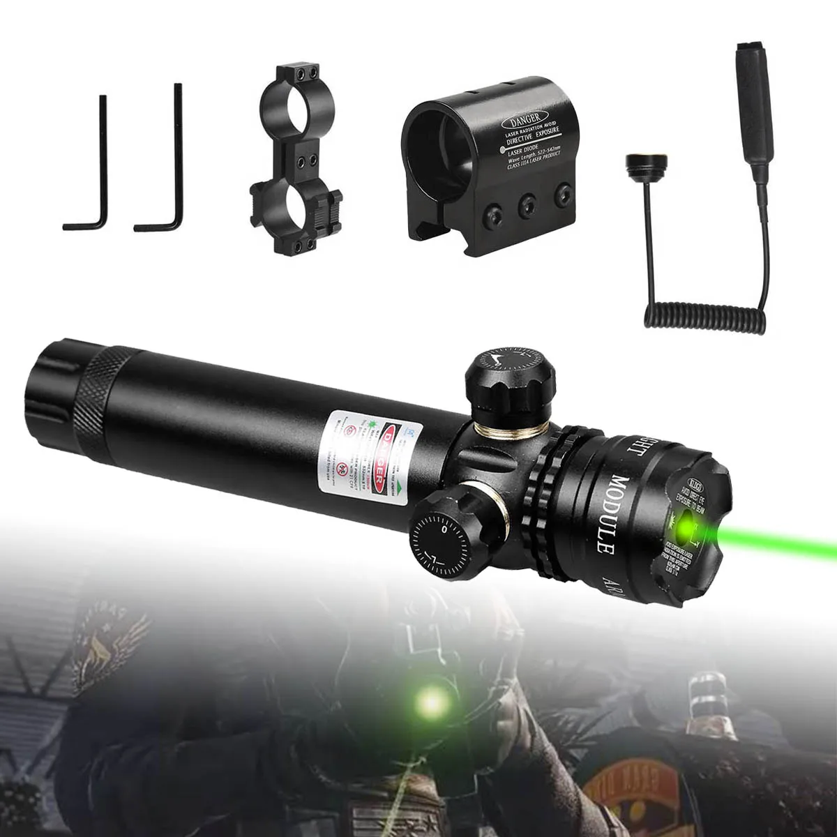 Tactical Green Laser Sight Dot Scope Remote Swith  Mounts