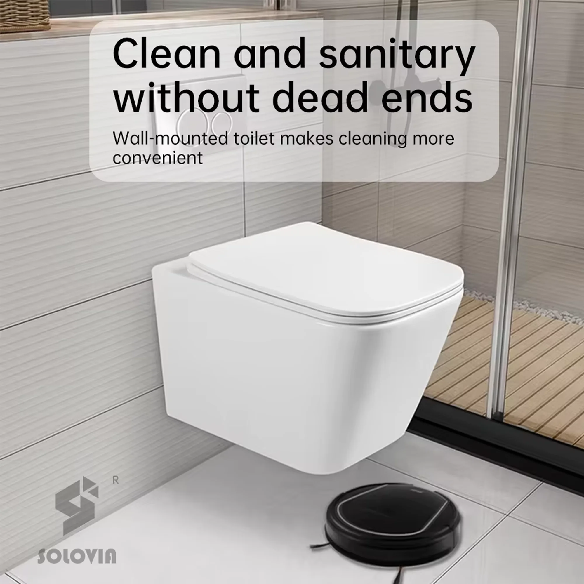 Solovia Toilette Bowl Wc Suspend Modern Hanging Mount Water Closet Rimless Floating Ceramic Wall Hung Toilet for European Market