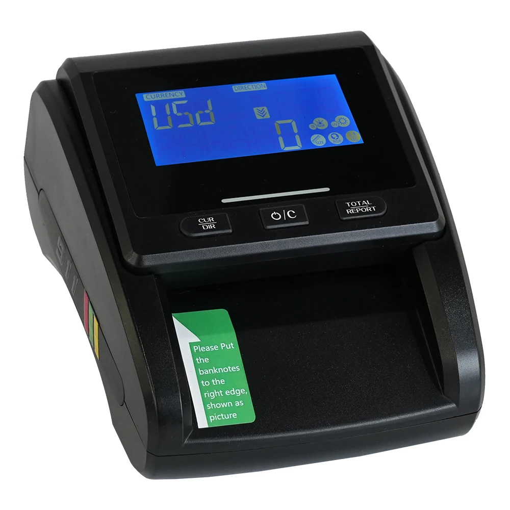 Show pieces of banknotes and total value of each currency type portable special money banknote counting machine fake detector