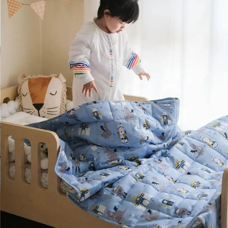 Grey Bamboo Fiber Kids Custom Dropship Knitted Organic Cotton Weighted Blanket