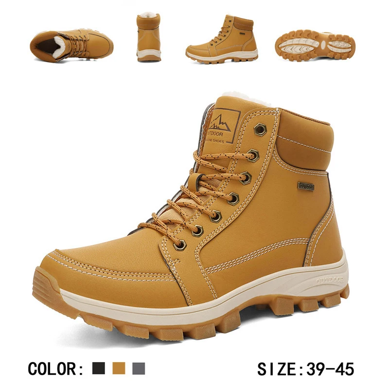 
In Stock Outdoor Suede Pu Leather Anti Slip Wearable Outdoor Safety Work Men Hiking Boot Shoes Men Outdoor 