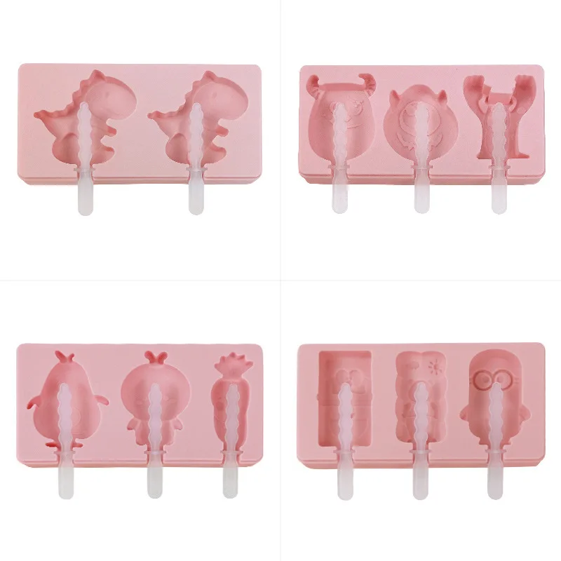 custom DIY household children cartoon Food Grade Custom Ice Cube Molds Trays Set Silicone Large Round Ice Making Molds