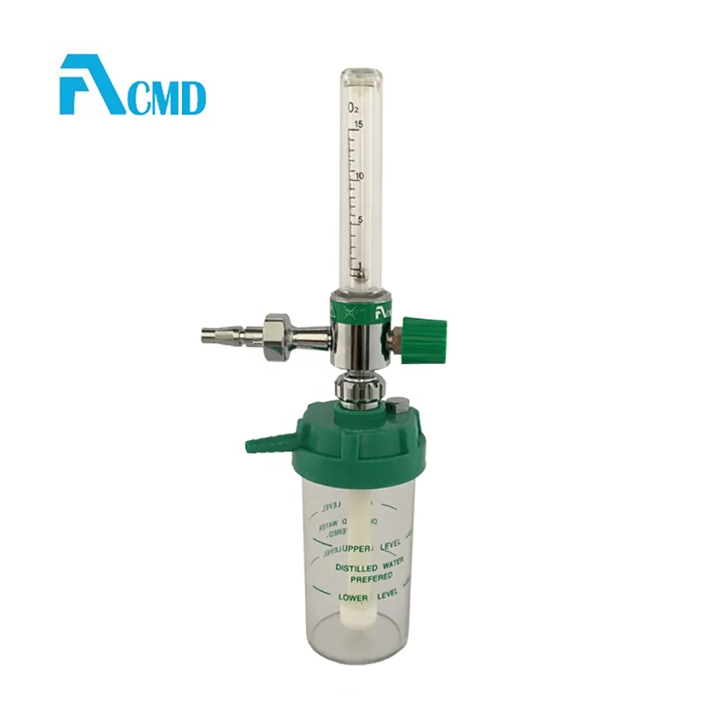 High Accuracy Medical Oxygen Regulators Portable Acrylic Air Flow Meter With Humidifier and Flowmeter