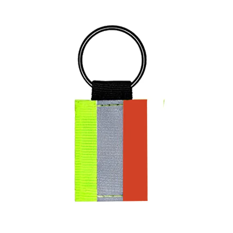 reflective key chain Double Sided Reflective Tag Nylon Keychain Label Safety Backpack Fluorescent Tag for Kids Adults Dog Collar
