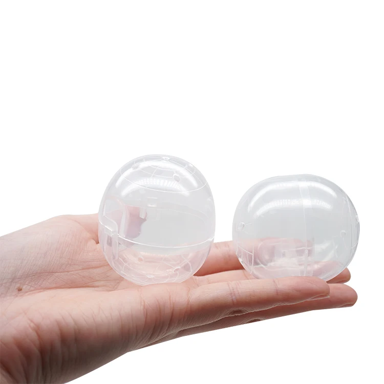 Recycled Plastic Transparent Connection Twisted Egg 4.7*5.5CM Oval Shape Empty Capsule for Vending Machine